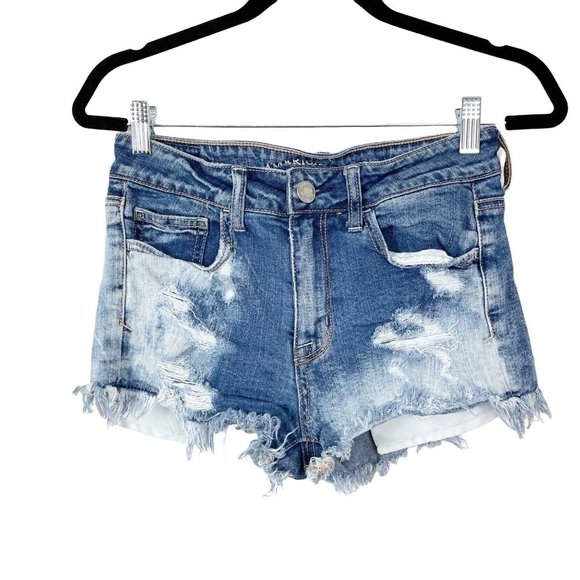 American Eagle Outfitters Pants - American Eagle Woman's Sz 4 Hi-Rise Shortie‎ Distressed Denim Cut Off Shorts